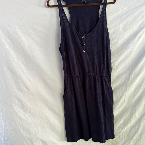 Gap navy Henley short dress with elastic waist and side pockets - Picture 1 of 5